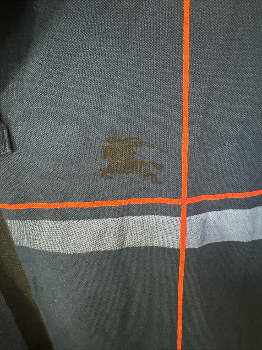 Burberry London England Men’s XL Nova Check Plaid Polo Shirt Navy Blue - Picture 3 of 9